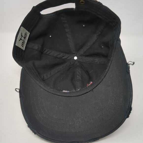Drippin' Slideback Baseball Cap Black One Size Embroidered Distressed Mu:ka: - Picture 7 of 10